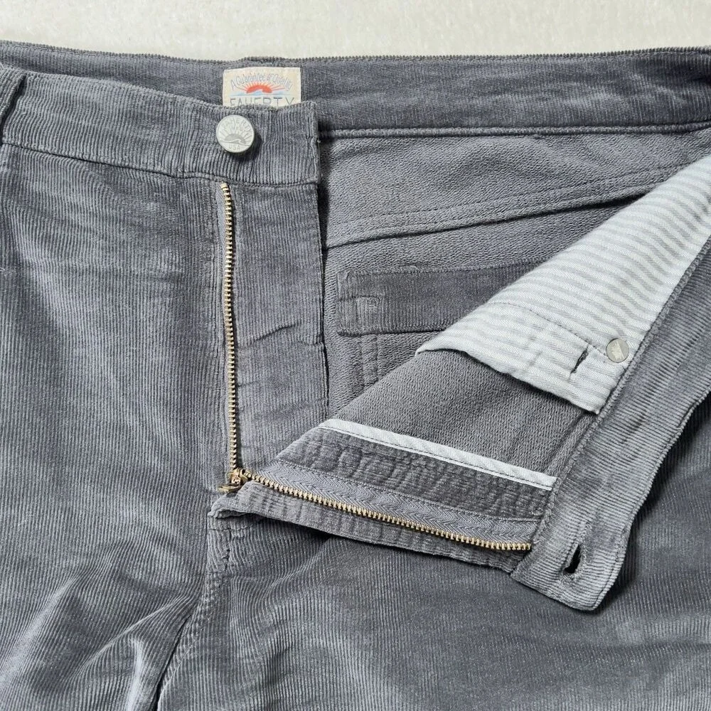Faherty Stretch Terry Corduroy Pants Mens Sz 36x30(29) Gray 5 Pocket